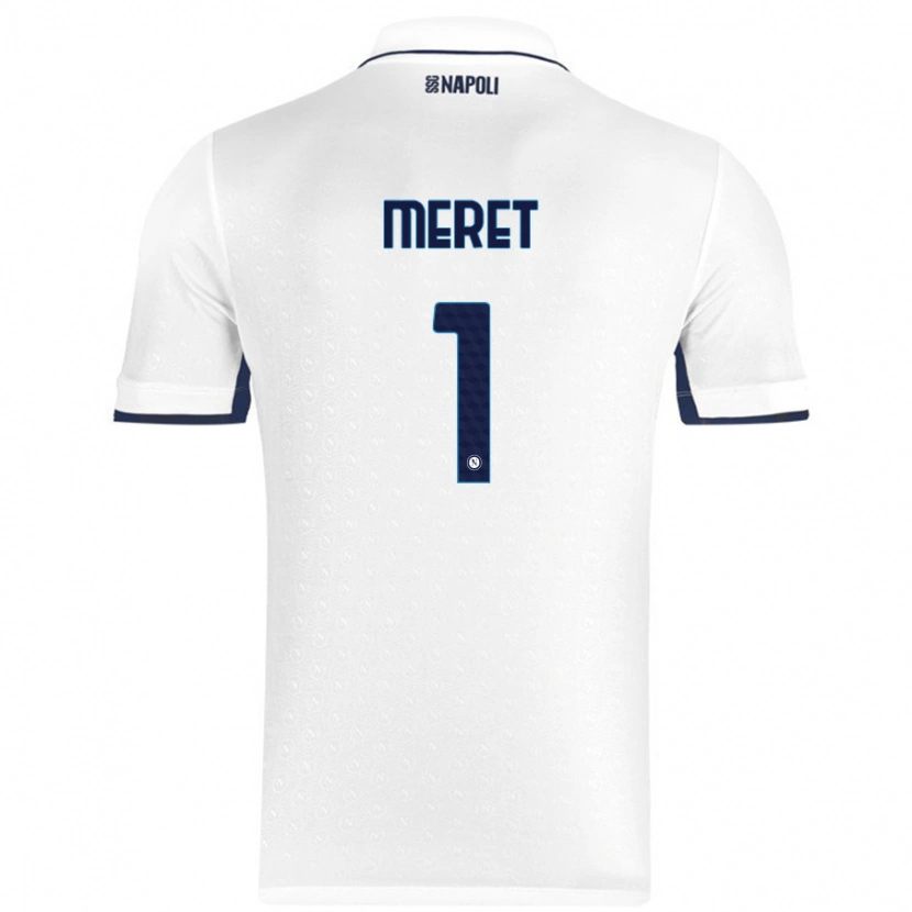 Danxen Hombre Camiseta Alex Meret #1 Blanco Azul Real 2ª Equipación 2024/25 La Camisa México
