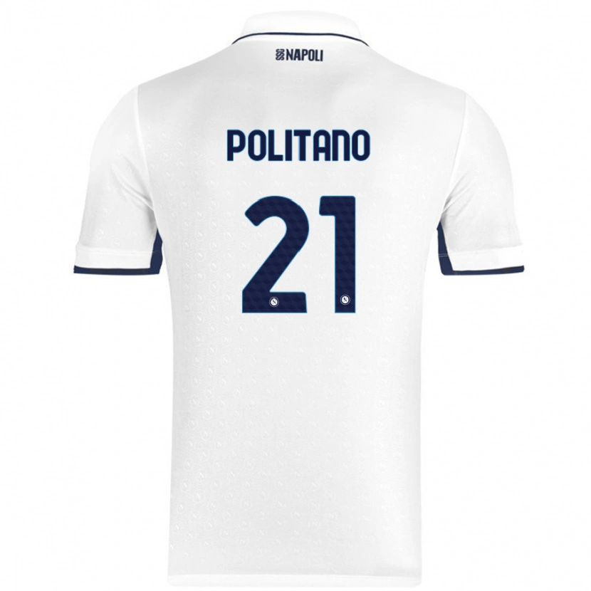 Danxen Hombre Camiseta Matteo Politano #21 Blanco Azul Real 2ª Equipación 2024/25 La Camisa México