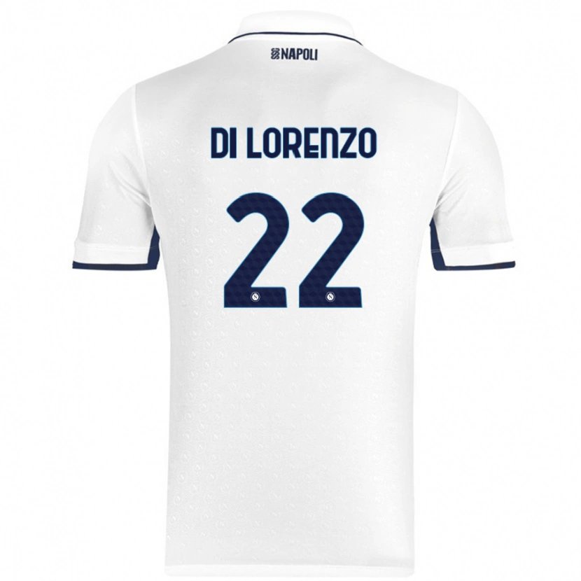 Danxen Hombre Camiseta Giovanni Di Lorenzo #22 Blanco Azul Real 2ª Equipación 2024/25 La Camisa México