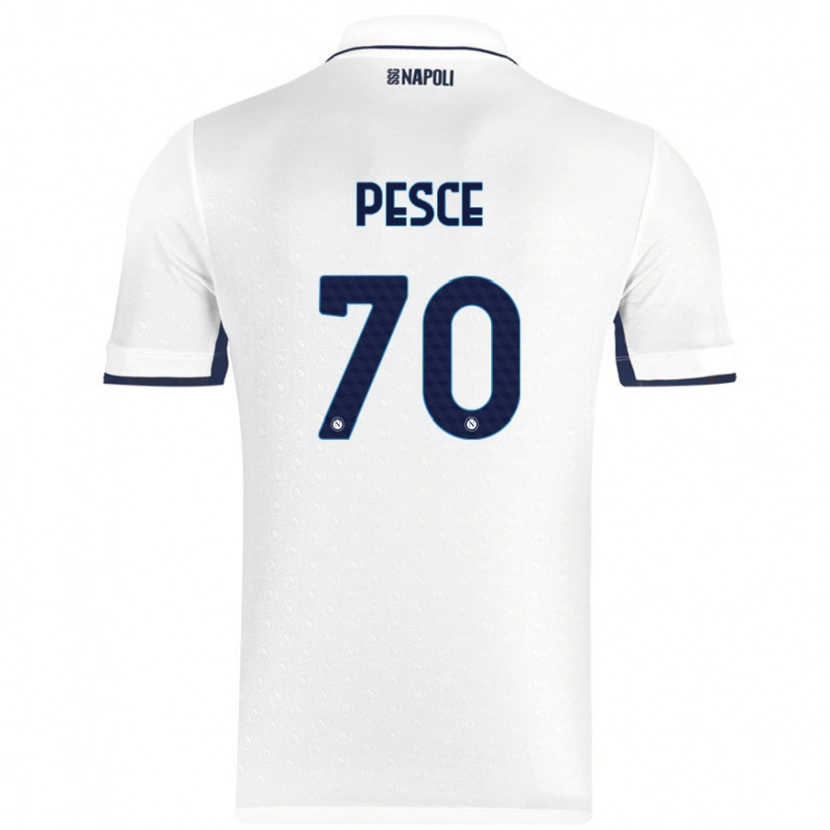 Danxen Hombre Camiseta Antonio Pesce #70 Blanco Azul Real 2ª Equipación 2024/25 La Camisa México