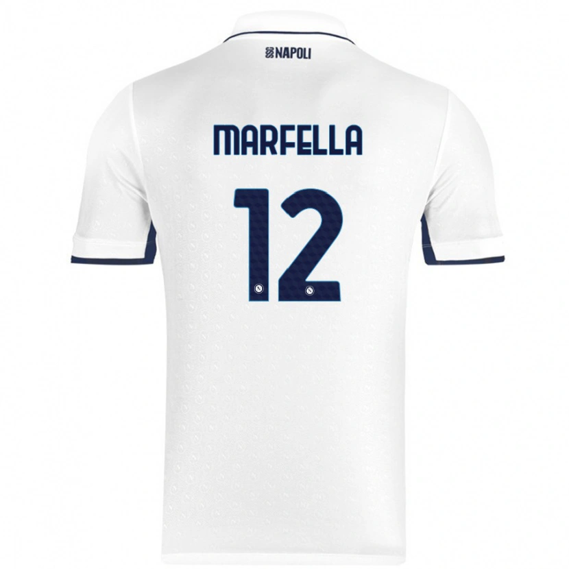 Danxen Hombre Camiseta Davide Marfella #12 Blanco Azul Real 2ª Equipación 2024/25 La Camisa México
