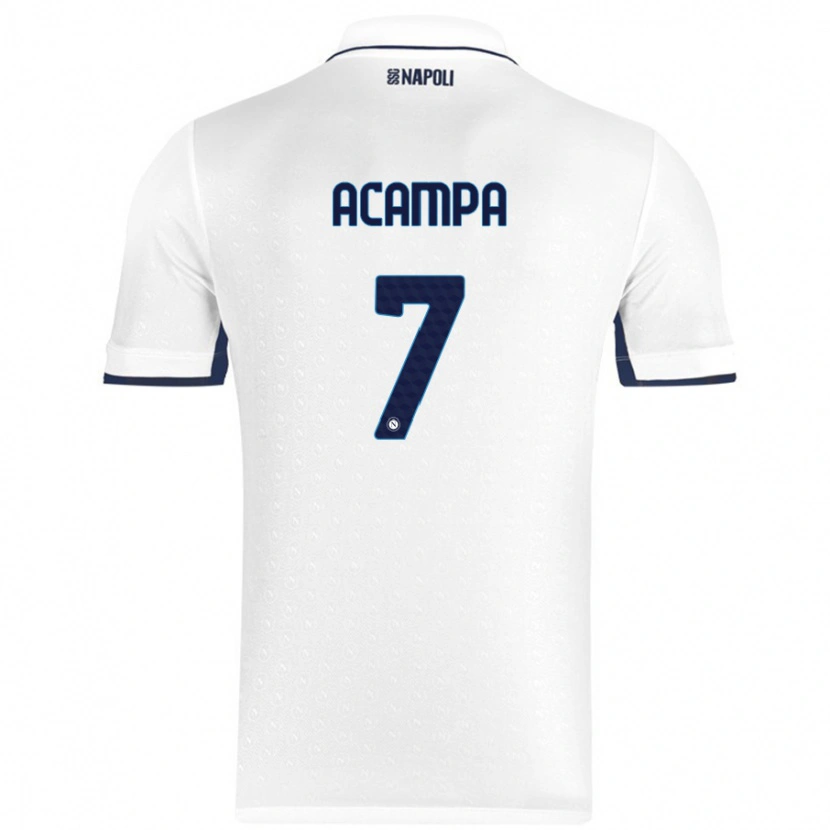 Danxen Hombre Camiseta Davide Acampa #7 Blanco Azul Real 2ª Equipación 2024/25 La Camisa México