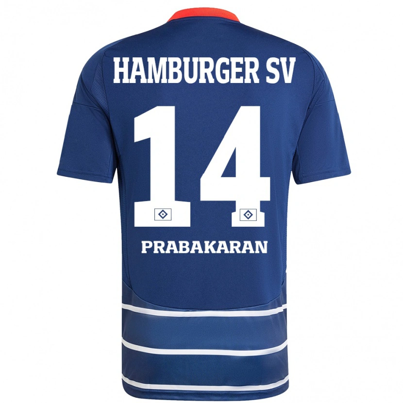 Danxen Hombre Camiseta Nilavan Prabakaran #14 Azul Oscuro 2ª Equipación 2024/25 La Camisa México