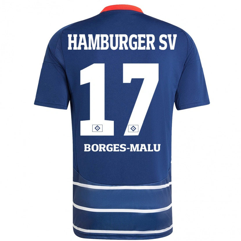 Danxen Hombre Camiseta Louis Borges-Malu #17 Azul Oscuro 2ª Equipación 2024/25 La Camisa México