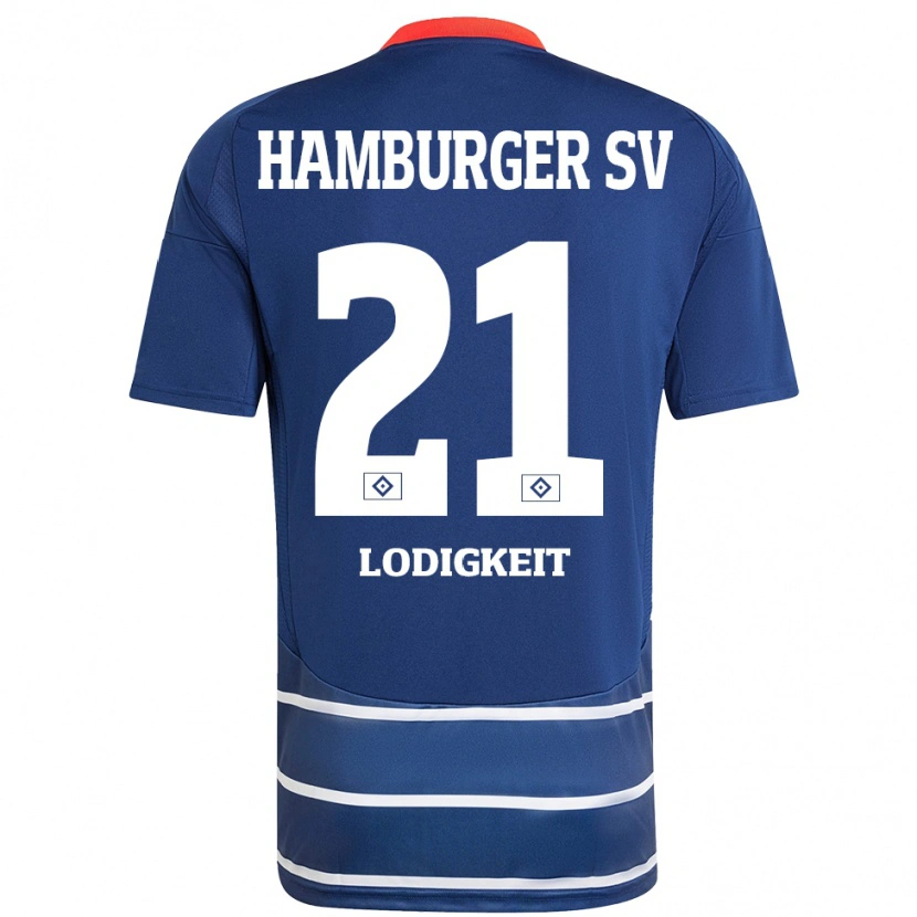Danxen Hombre Camiseta Luis Lodigkeit #21 Azul Oscuro 2ª Equipación 2024/25 La Camisa México