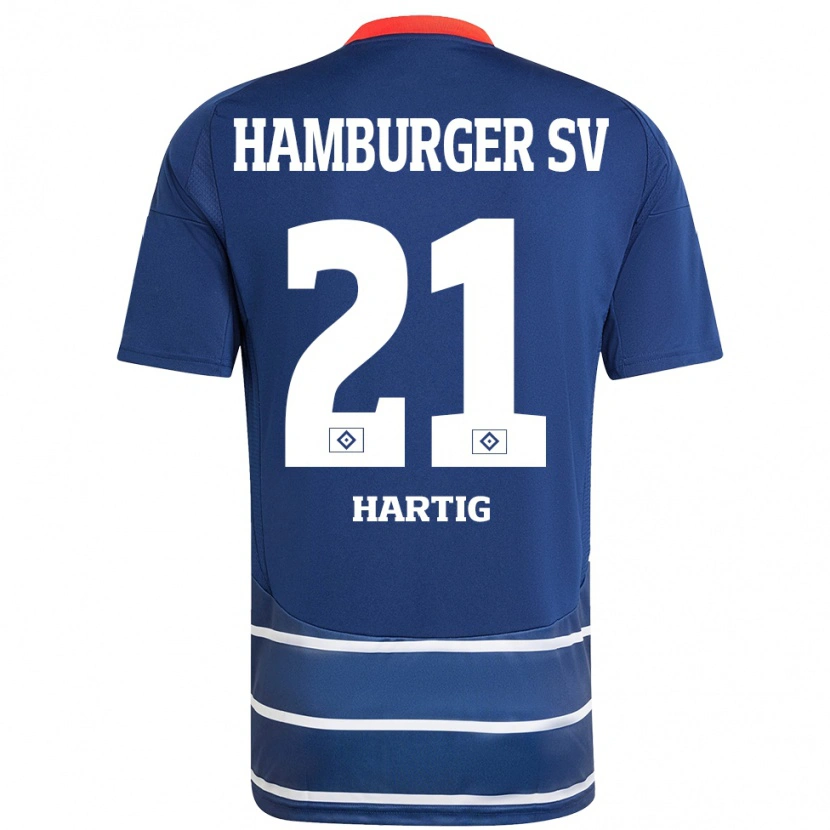 Danxen Hombre Camiseta Jonas-Finn Hartig #21 Azul Oscuro 2ª Equipación 2024/25 La Camisa México