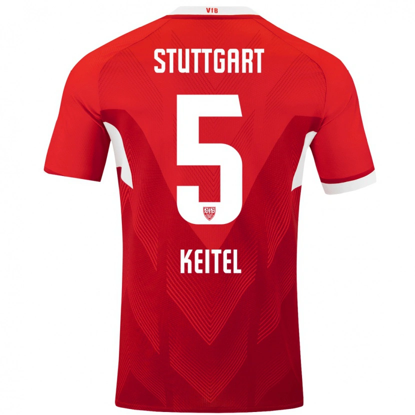 Danxen Hombre Camiseta Yannik Keitel #5 Rojo Blanco 2ª Equipación 2024/25 La Camisa México