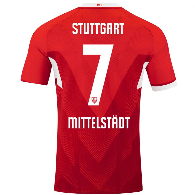 Danxen Hombre Camiseta Maximilian Mittelstädt #7 Rojo Blanco 2ª Equipación 2024/25 La Camisa México