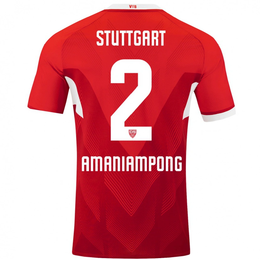 Danxen Hombre Camiseta Kaden Amaniampong #2 Rojo Blanco 2ª Equipación 2024/25 La Camisa México