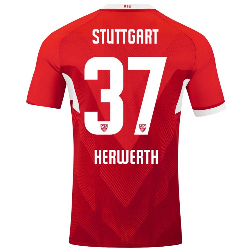 Danxen Hombre Camiseta Maximilian Herwerth #37 Rojo Blanco 2ª Equipación 2024/25 La Camisa México