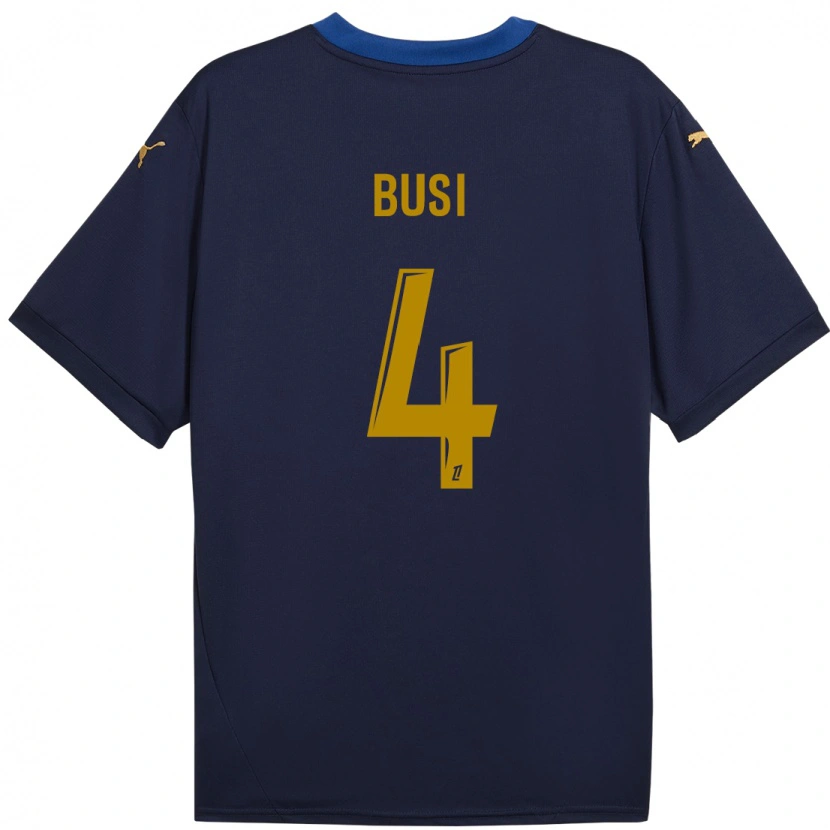 Danxen Hombre Camiseta Maxime Busi #4 Azul Marino Dorado 2ª Equipación 2024/25 La Camisa México