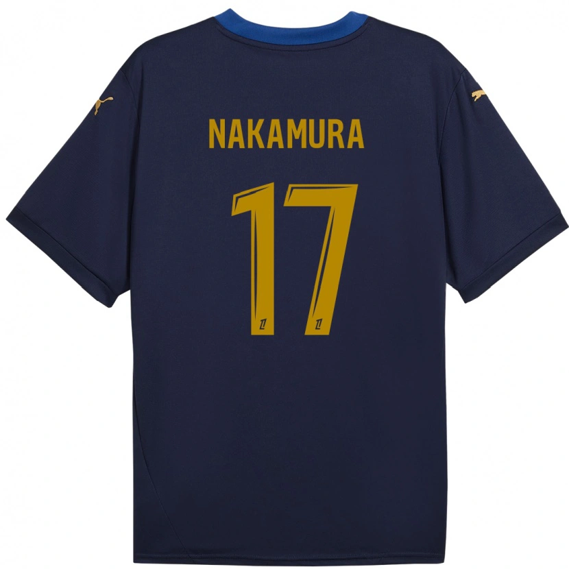 Danxen Hombre Camiseta Keito Nakamura #17 Azul Marino Dorado 2ª Equipación 2024/25 La Camisa México