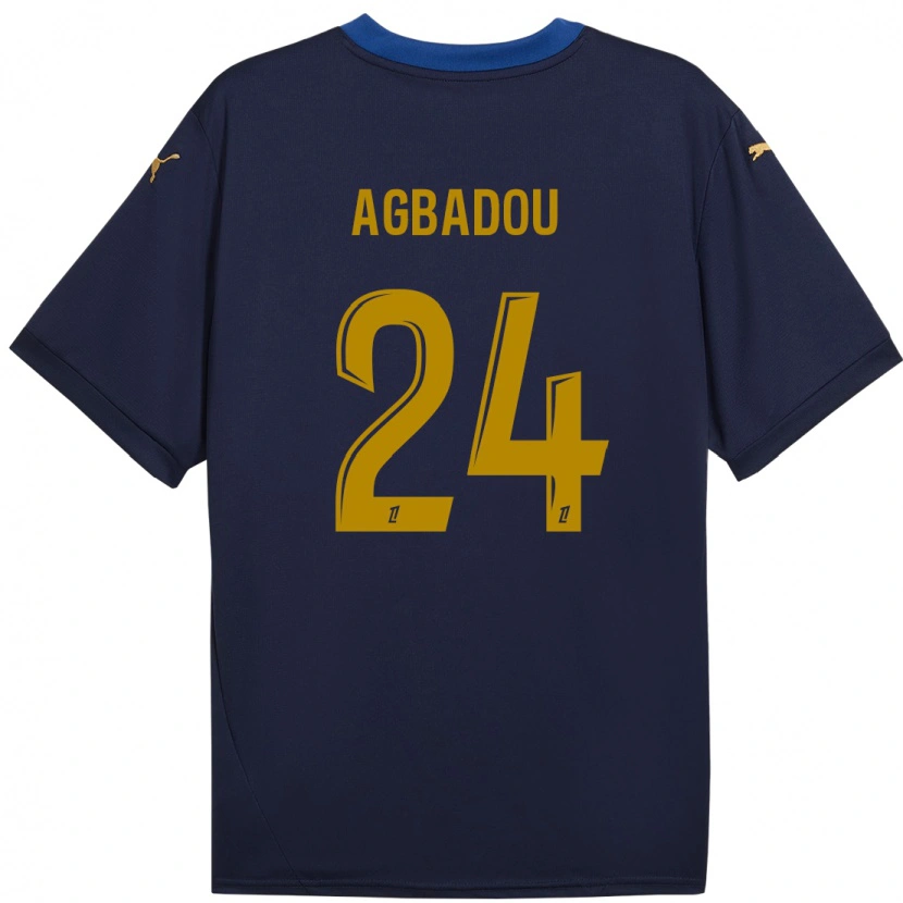 Danxen Hombre Camiseta Emmanuel Agbadou #24 Azul Marino Dorado 2ª Equipación 2024/25 La Camisa México