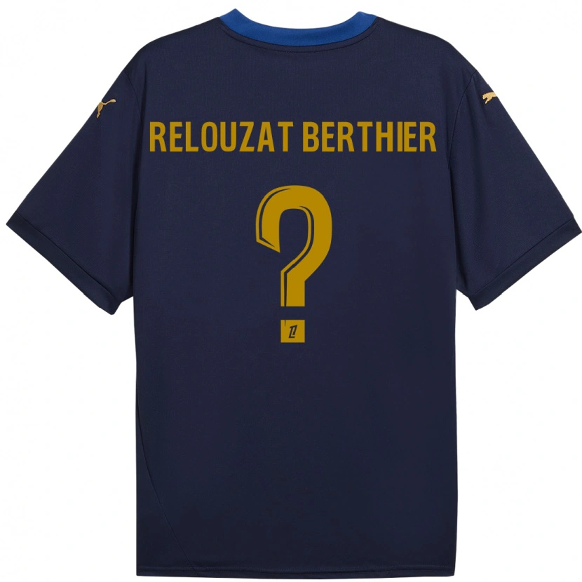Danxen Hombre Camiseta Maxime Relouzat Berthier #0 Azul Marino Dorado 2ª Equipación 2024/25 La Camisa México