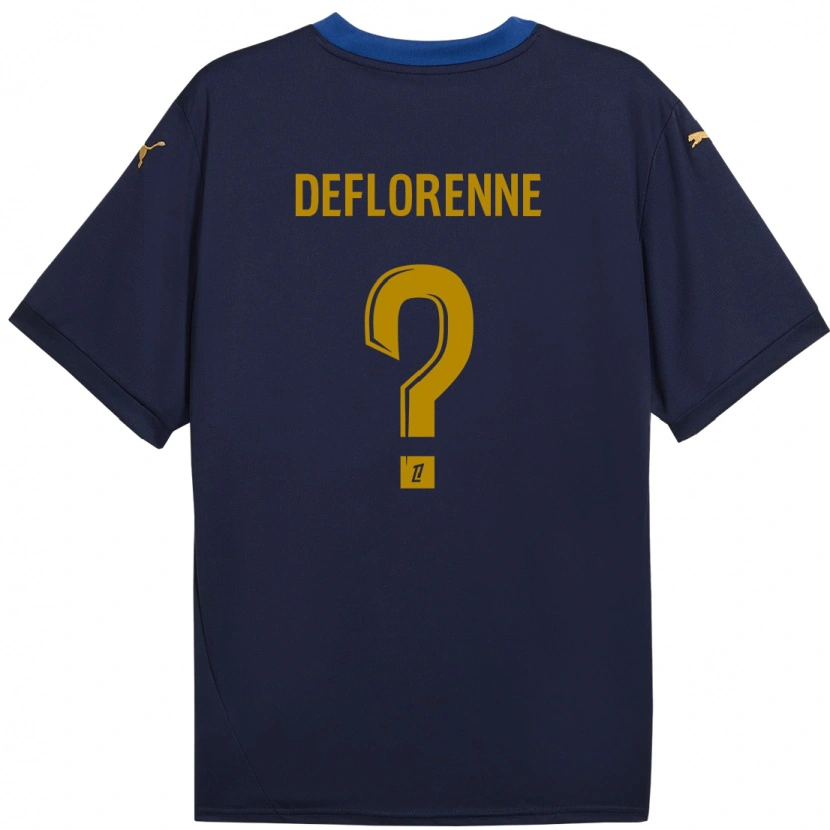Danxen Hombre Camiseta Théo Deflorenne #0 Azul Marino Dorado 2ª Equipación 2024/25 La Camisa México