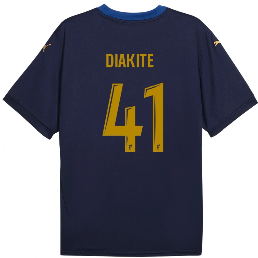 Danxen Hombre Camiseta Ibrahim Diakité #41 Azul Marino Dorado 2ª Equipación 2024/25 La Camisa México