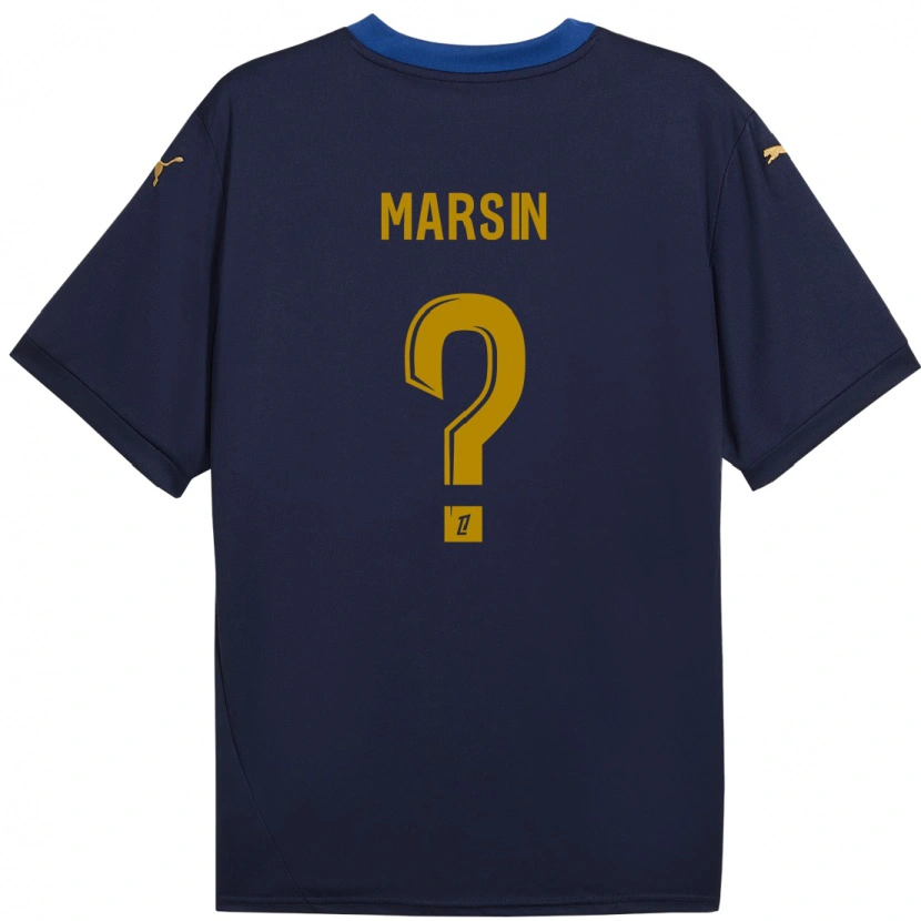 Danxen Hombre Camiseta Antonin Marsin #0 Azul Marino Dorado 2ª Equipación 2024/25 La Camisa México