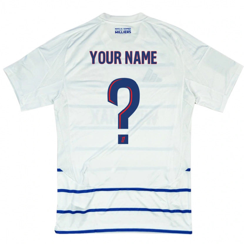 Danxen Hombre Camiseta Su Nombre #0 Blanco Azul 2ª Equipación 2024/25 La Camisa México