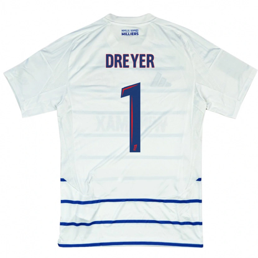 Danxen Hombre Camiseta Matthieu Dreyer #1 Blanco Azul 2ª Equipación 2024/25 La Camisa México