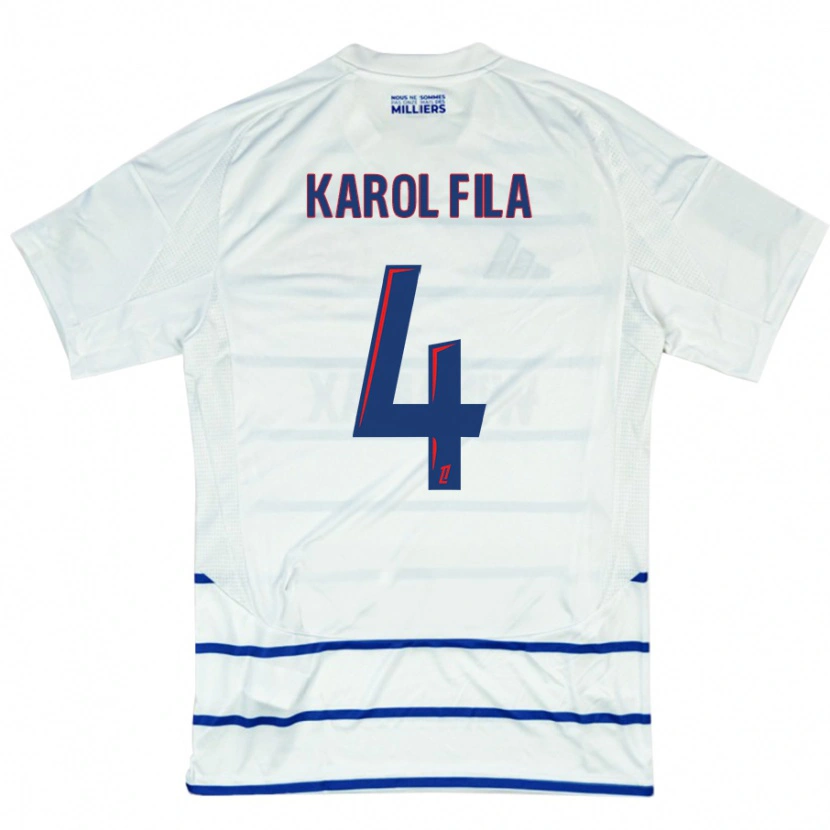 Danxen Hombre Camiseta Karol Fila #4 Blanco Azul 2ª Equipación 2024/25 La Camisa México