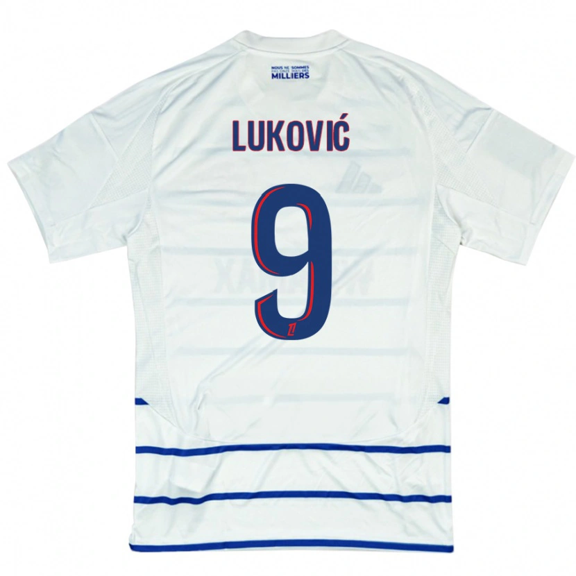 Danxen Hombre Camiseta Milos Lukovic #9 Blanco Azul 2ª Equipación 2024/25 La Camisa México
