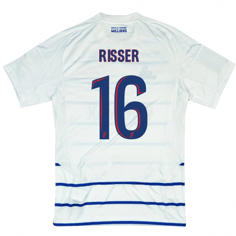 Danxen Hombre Camiseta Robin Risser #16 Blanco Azul 2ª Equipación 2024/25 La Camisa México