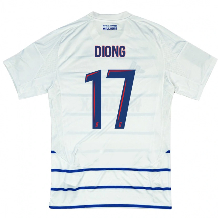 Danxen Hombre Camiseta Pape Diong #17 Blanco Azul 2ª Equipación 2024/25 La Camisa México