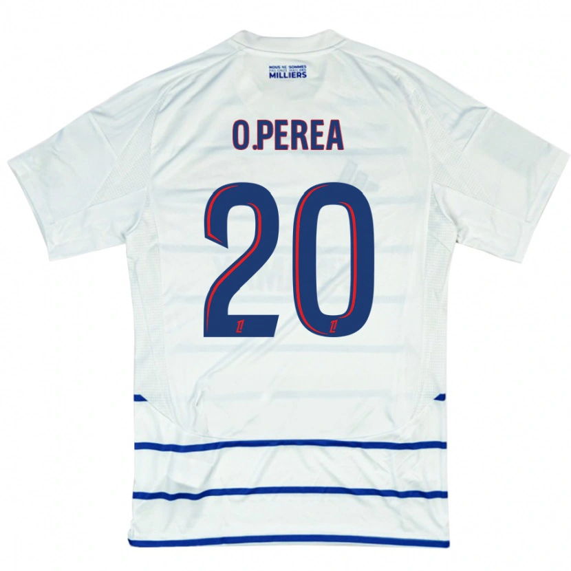 Danxen Hombre Camiseta Óscar Perea #20 Blanco Azul 2ª Equipación 2024/25 La Camisa México