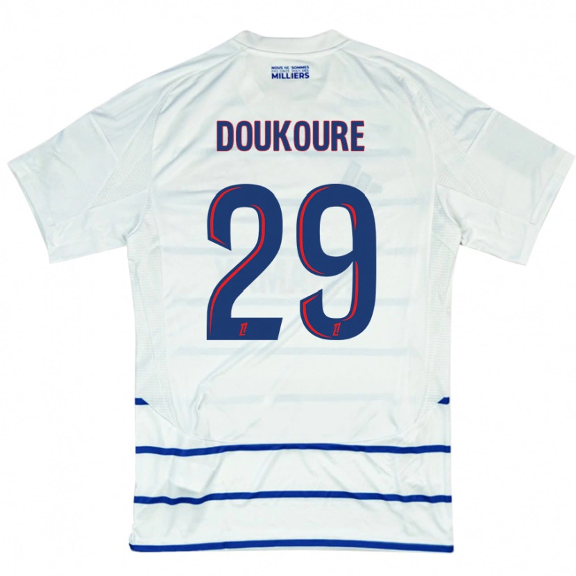 Danxen Hombre Camiseta Ismaël Doukouré #29 Blanco Azul 2ª Equipación 2024/25 La Camisa México