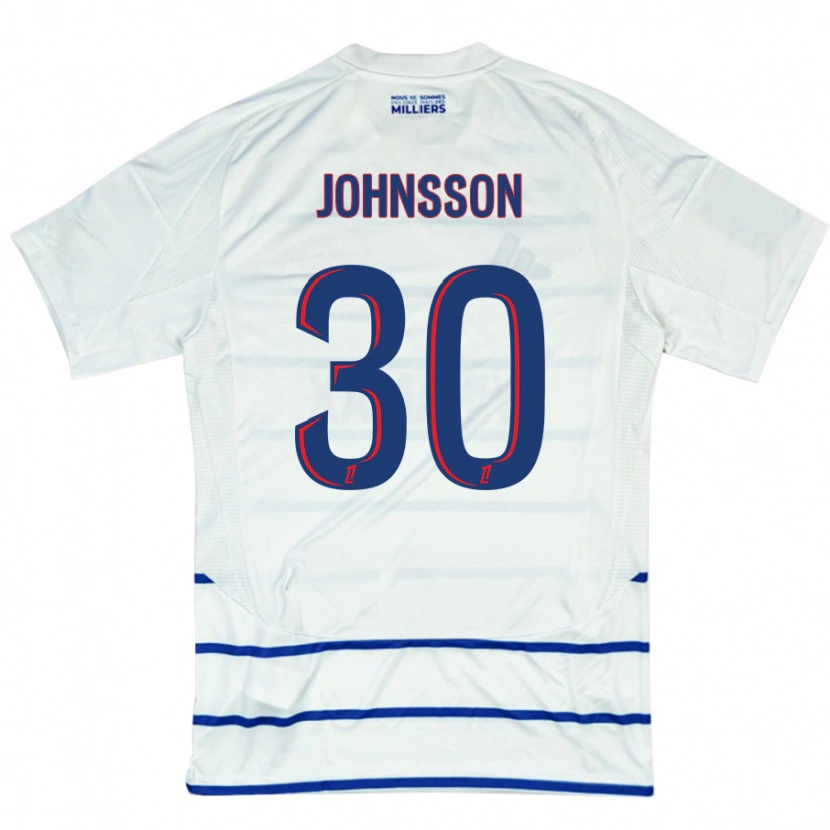 Danxen Hombre Camiseta Karl-Johan Johnsson #30 Blanco Azul 2ª Equipación 2024/25 La Camisa México