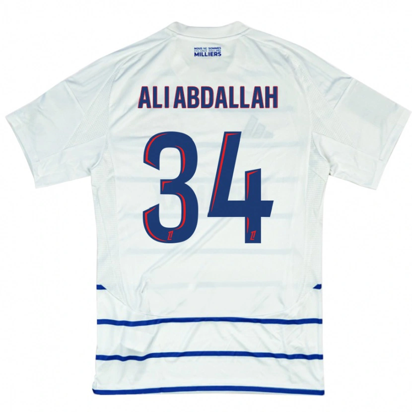 Danxen Hombre Camiseta Aboubacar Ali Abdallah #34 Blanco Azul 2ª Equipación 2024/25 La Camisa México