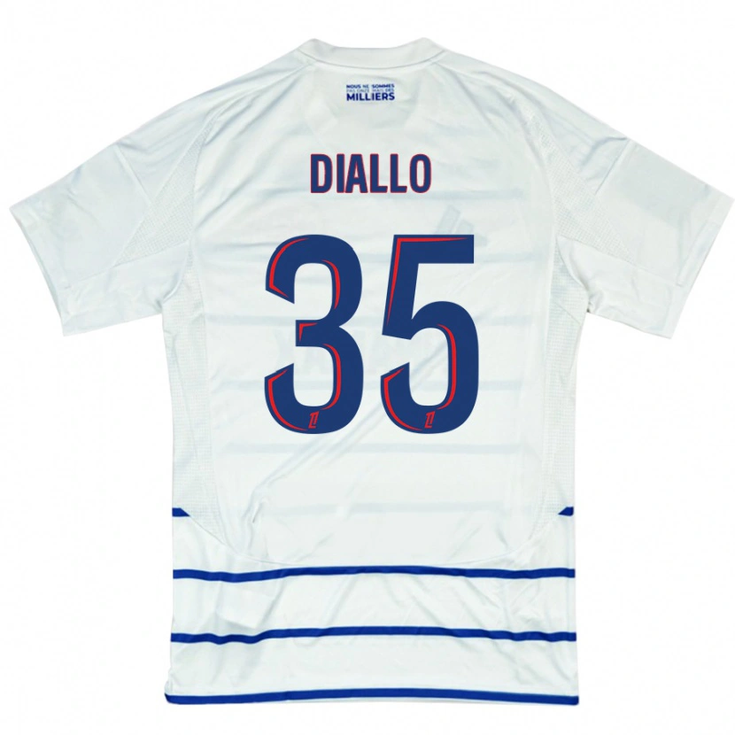 Danxen Hombre Camiseta Tidiane Diallo #35 Blanco Azul 2ª Equipación 2024/25 La Camisa México