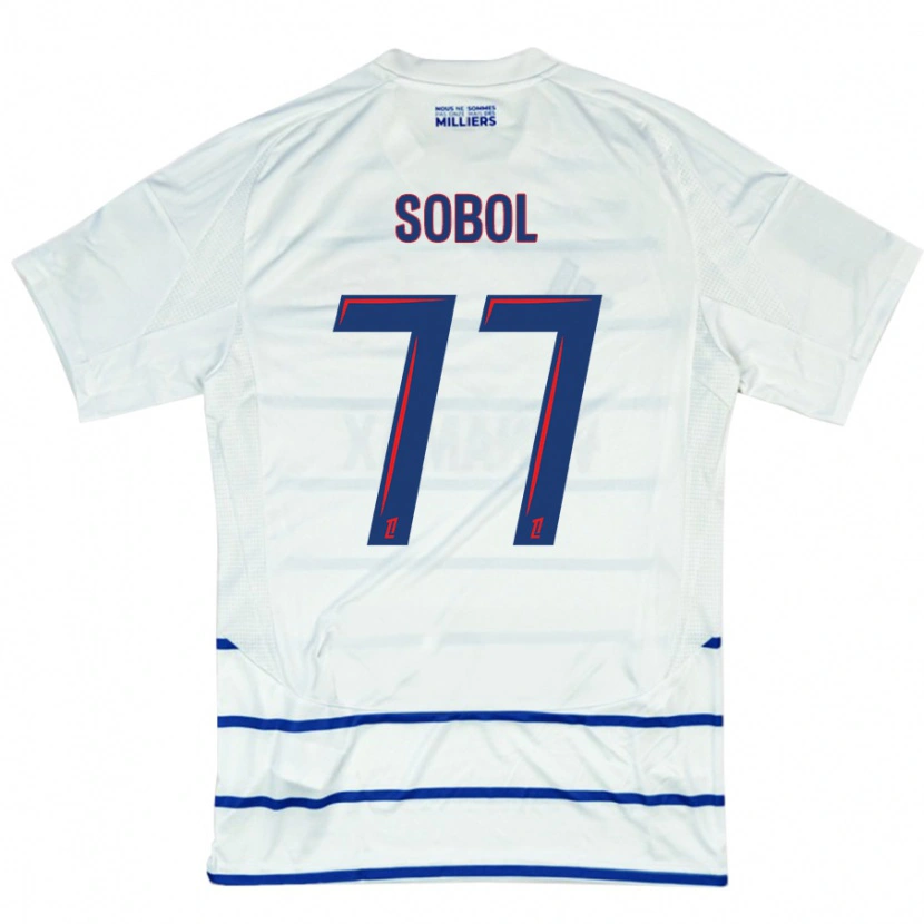 Danxen Hombre Camiseta Eduard Sobol #77 Blanco Azul 2ª Equipación 2024/25 La Camisa México