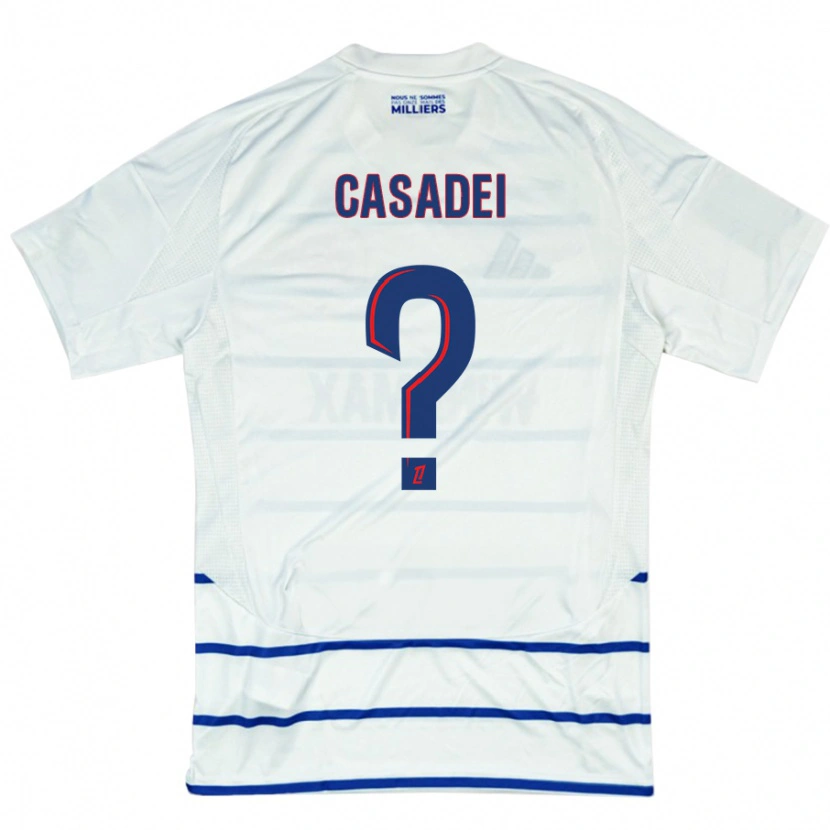 Danxen Hombre Camiseta Alexis Casadei #0 Blanco Azul 2ª Equipación 2024/25 La Camisa México