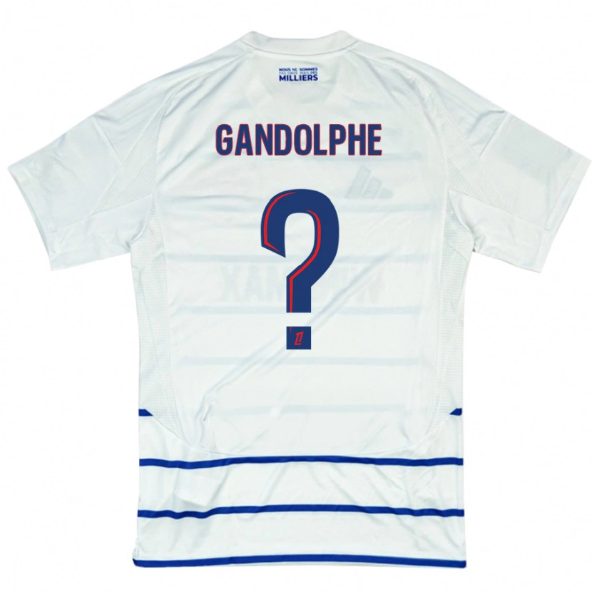 Danxen Hombre Camiseta Adrien Gandolphe #0 Blanco Azul 2ª Equipación 2024/25 La Camisa México