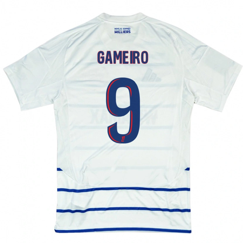 Danxen Hombre Camiseta Kévin Gameiro #9 Blanco Azul 2ª Equipación 2024/25 La Camisa México