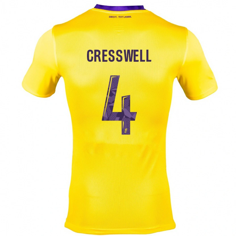 Danxen Hombre Camiseta Charlie Cresswell #4 Amarillo Morado 2ª Equipación 2024/25 La Camisa México