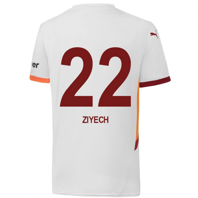Danxen Hombre Camiseta Hakim Ziyech #22 Blanco Amarillo Rojo 2ª Equipación 2024/25 La Camisa México
