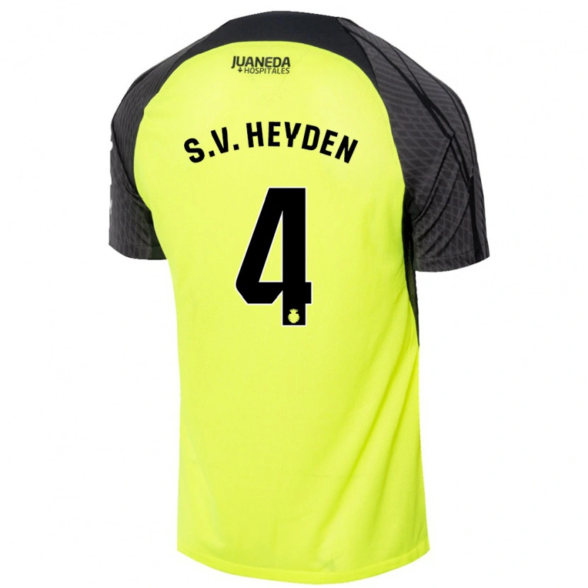 Danxen Hombre Camiseta Siebe Van Der Heyden #4 Verde Fluorescente Negro 2ª Equipación 2024/25 La Camisa México