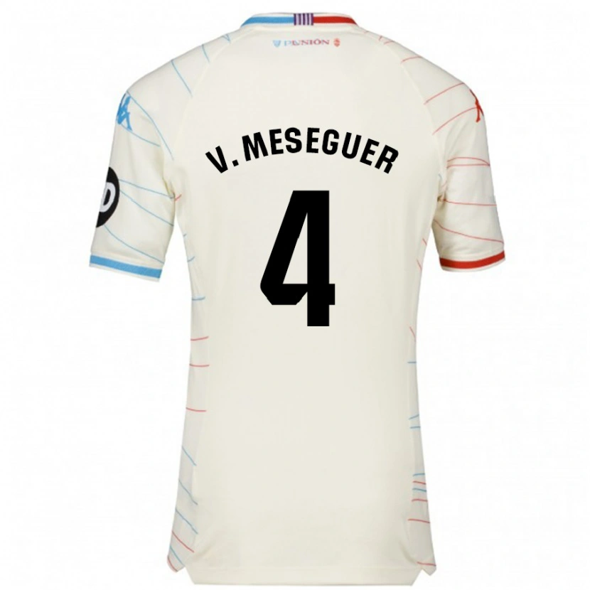 Danxen Hombre Camiseta Víctor Meseguer #4 Blanco Rojo Azul 2ª Equipación 2024/25 La Camisa México