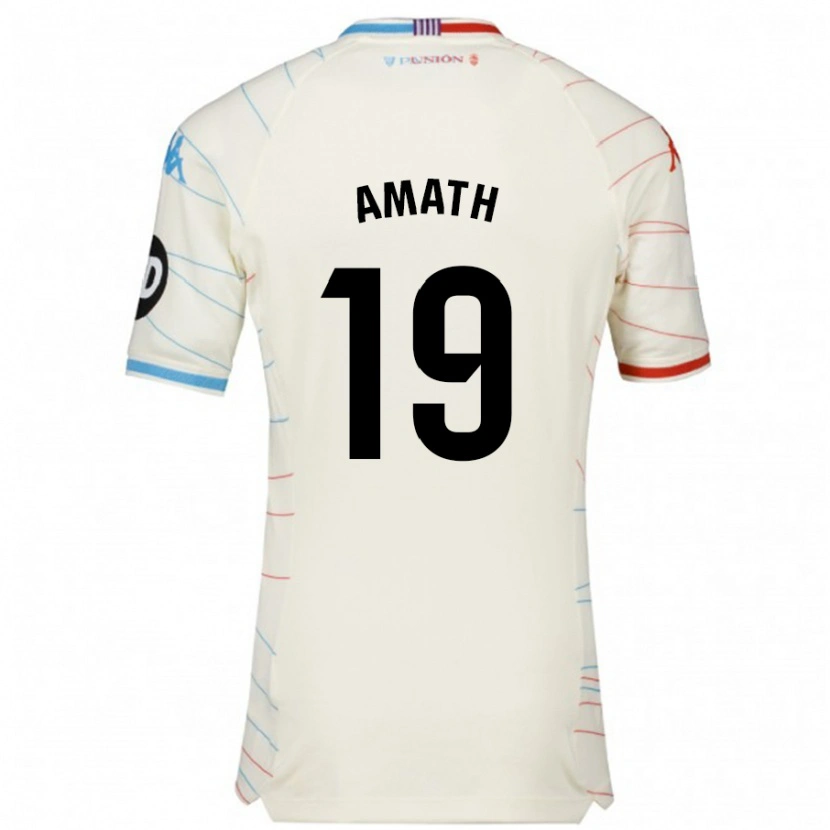 Danxen Hombre Camiseta Amath Ndiaye #19 Blanco Rojo Azul 2ª Equipación 2024/25 La Camisa México