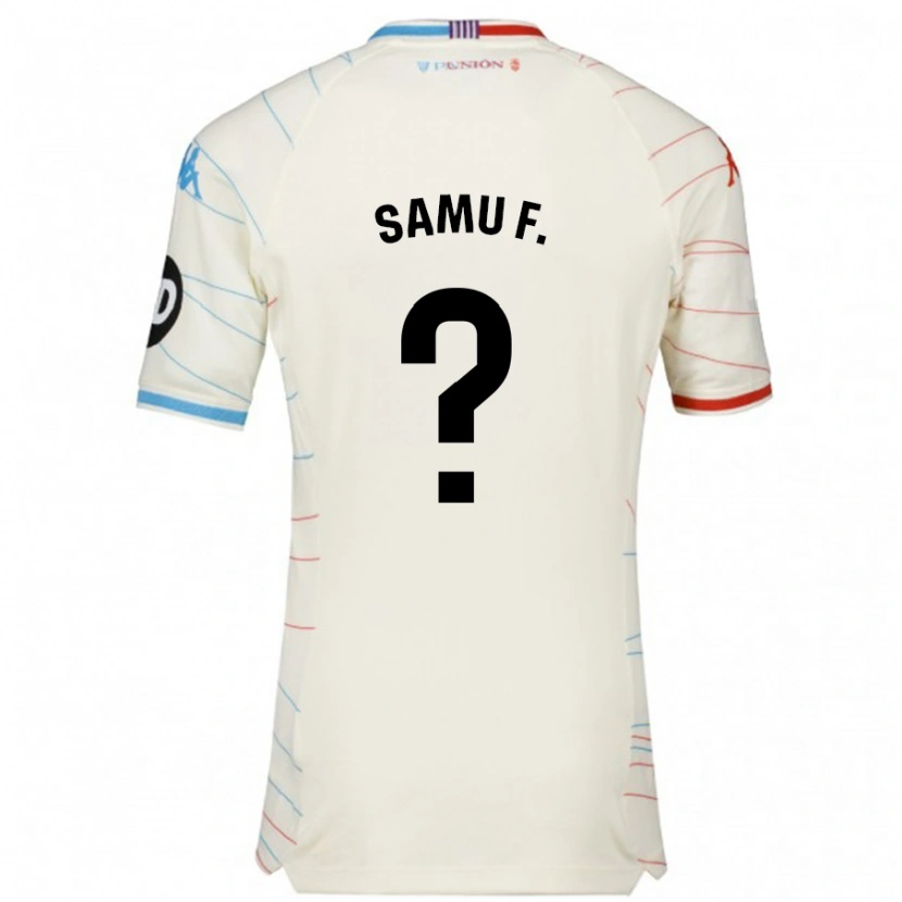 Danxen Hombre Camiseta Samu Fernández #0 Blanco Rojo Azul 2ª Equipación 2024/25 La Camisa México