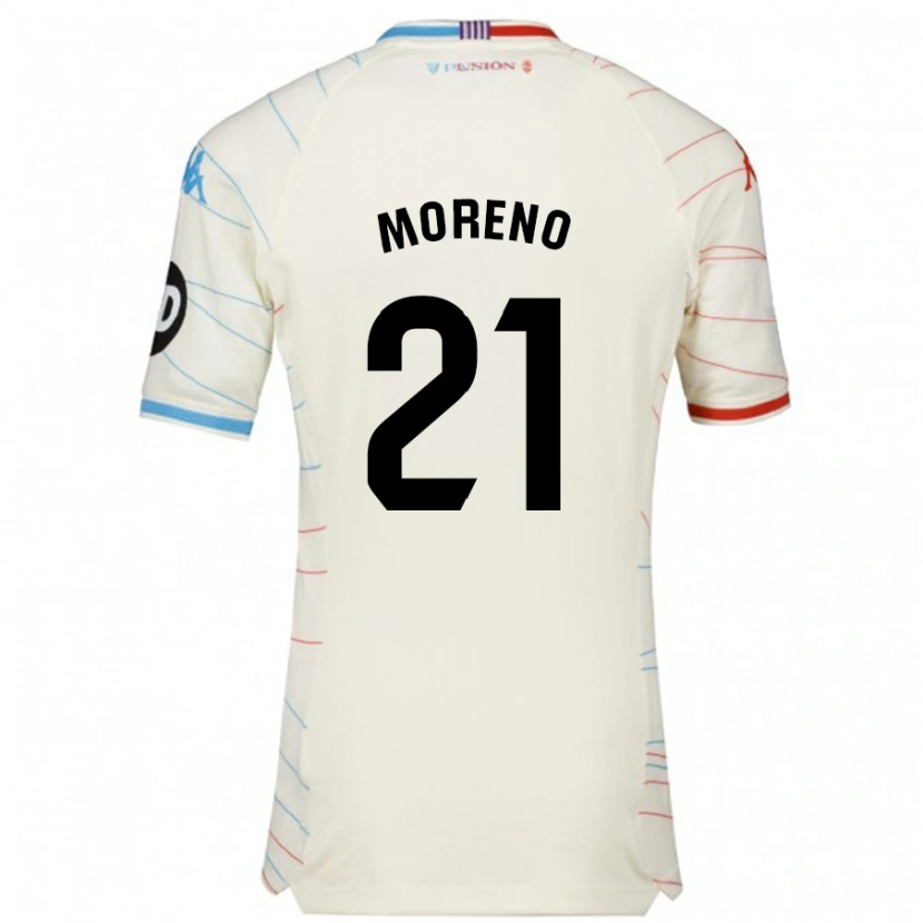 Danxen Hombre Camiseta Xavi Moreno #21 Blanco Rojo Azul 2ª Equipación 2024/25 La Camisa México