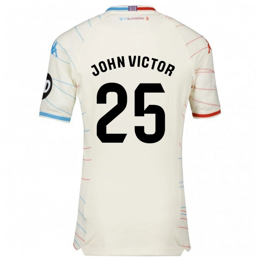 Danxen Hombre Camiseta John Victor #25 Blanco Rojo Azul 2ª Equipación 2024/25 La Camisa México