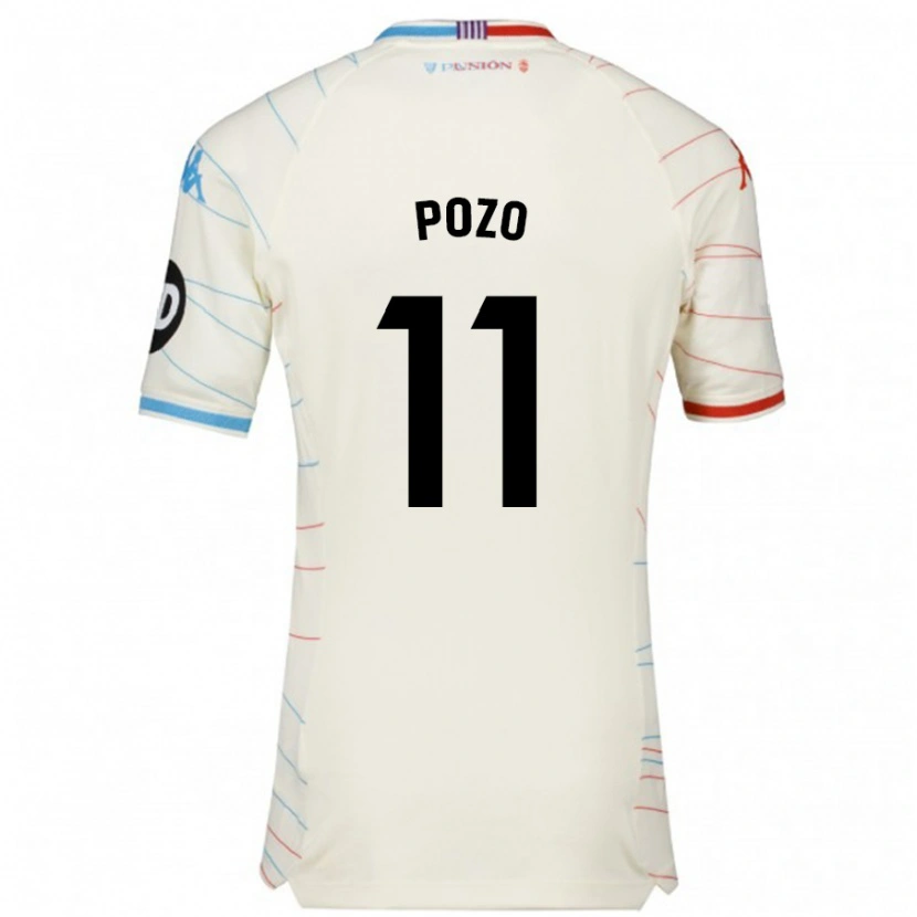 Danxen Hombre Camiseta Manuel Pozo #11 Blanco Rojo Azul 2ª Equipación 2024/25 La Camisa México