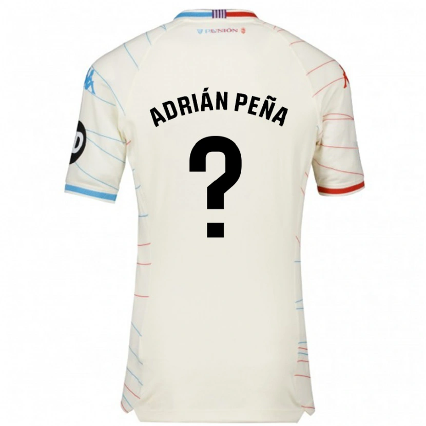 Danxen Hombre Camiseta Adrián Peña #0 Blanco Rojo Azul 2ª Equipación 2024/25 La Camisa México