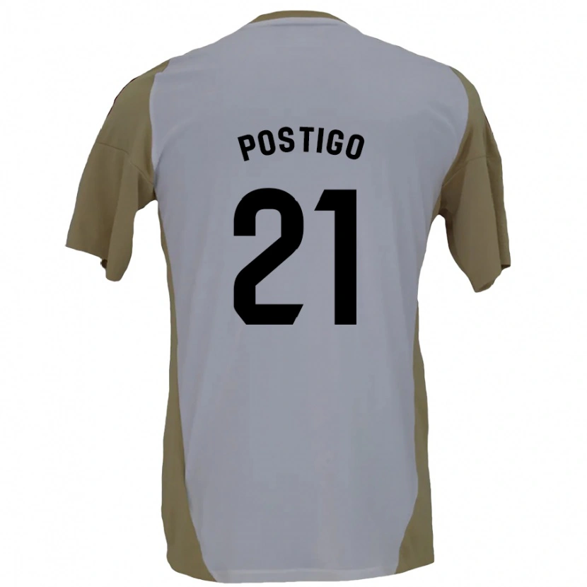 Danxen Hombre Camiseta Sergio Postigo #21 Marrón Blanco 2ª Equipación 2024/25 La Camisa México