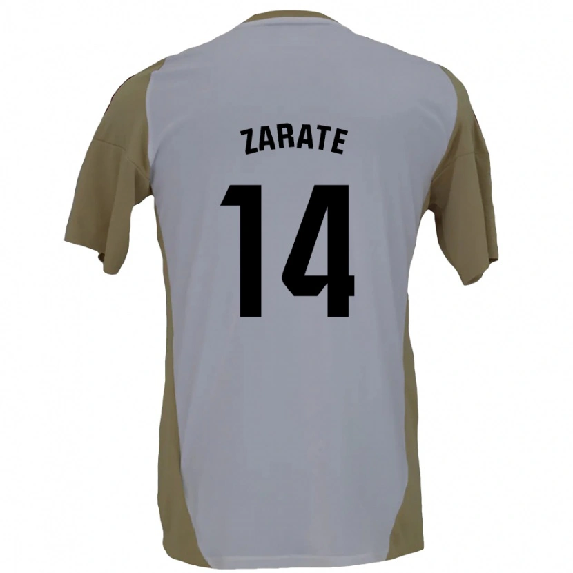 Danxen Hombre Camiseta Hugo Zárate #14 Marrón Blanco 2ª Equipación 2024/25 La Camisa México