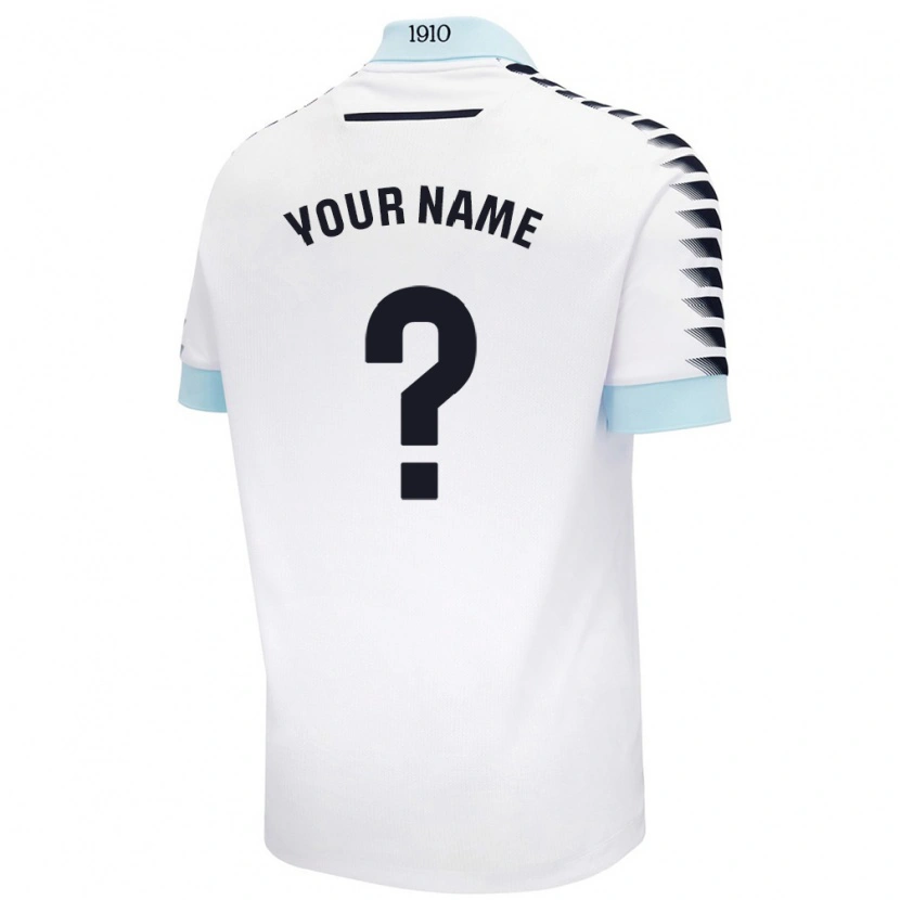 Danxen Hombre Camiseta Su Nombre #0 Blanco Azul 2ª Equipación 2024/25 La Camisa México
