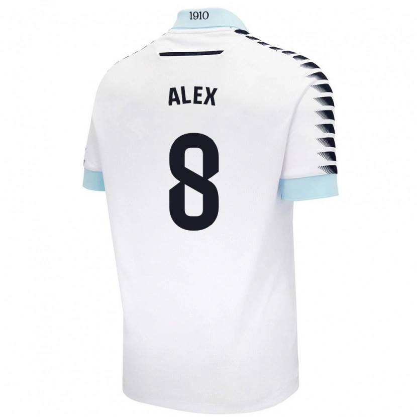 Danxen Hombre Camiseta Álex Fernández #8 Blanco Azul 2ª Equipación 2024/25 La Camisa México